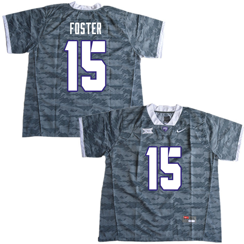 Men #15 Josh Foster TCU Horned Frogs College Football Jerseys Sale-Gray